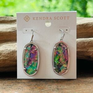 Kendra Scott Elle Abalone Silver Plated Brass Earrings NWT